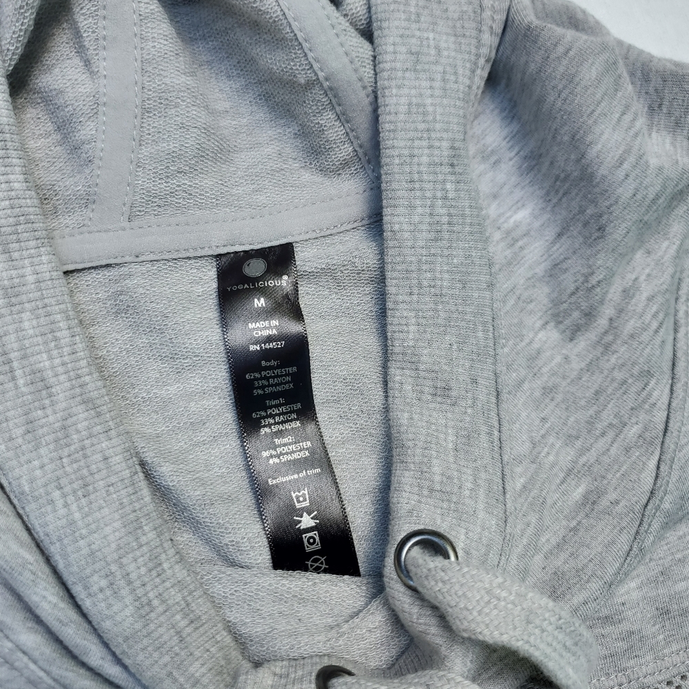 Yogalicious Gray Hooded Pullover Mesh Sleeveless Top - Picture 5 of 9